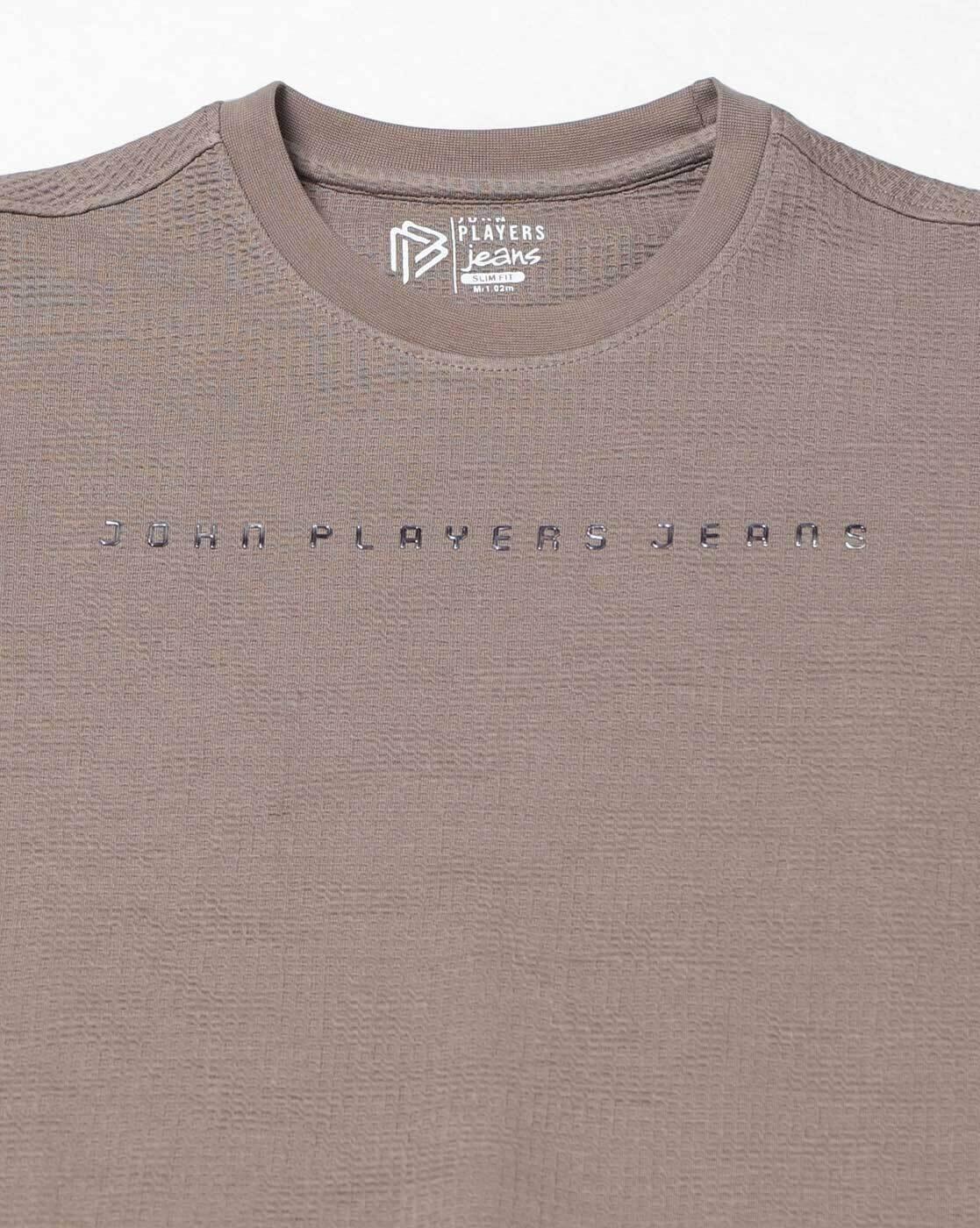 Men Brand Embossed Slim Fit Crew-Neck T-Shirt