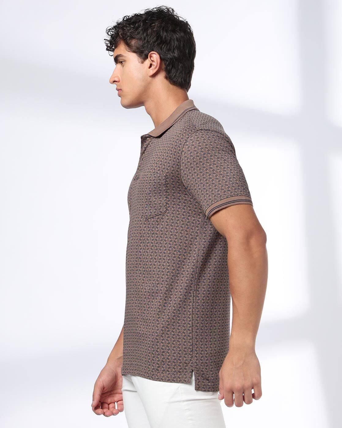 Men Printed Slim Fit Cotton Polo T-Shirt