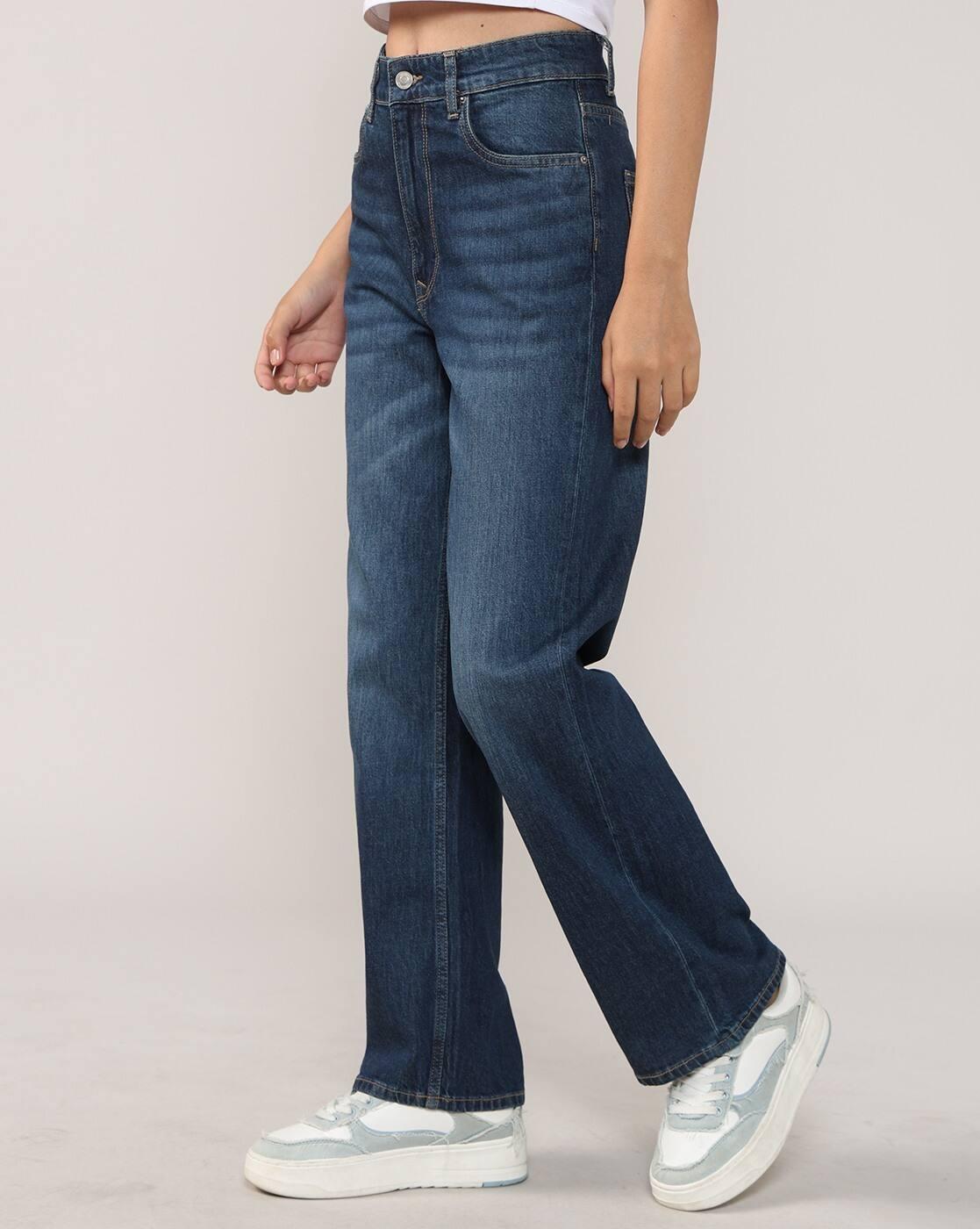 Women Stone Wash Straight Jeans