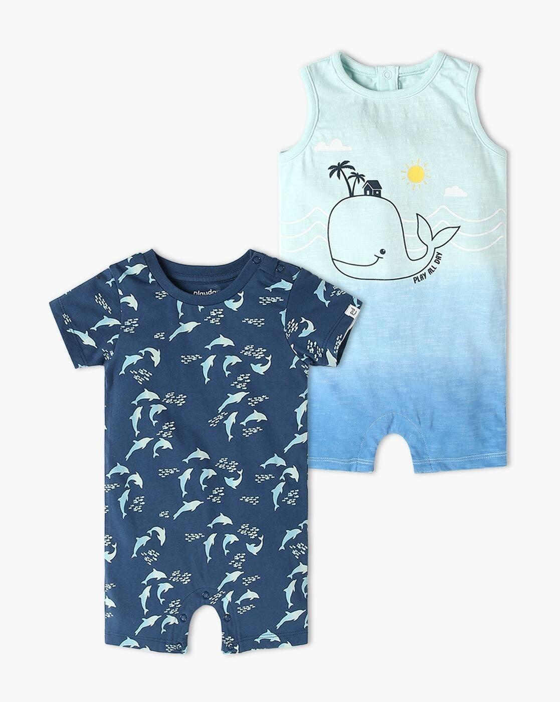 Boys Pack of 2 Printed Rompers