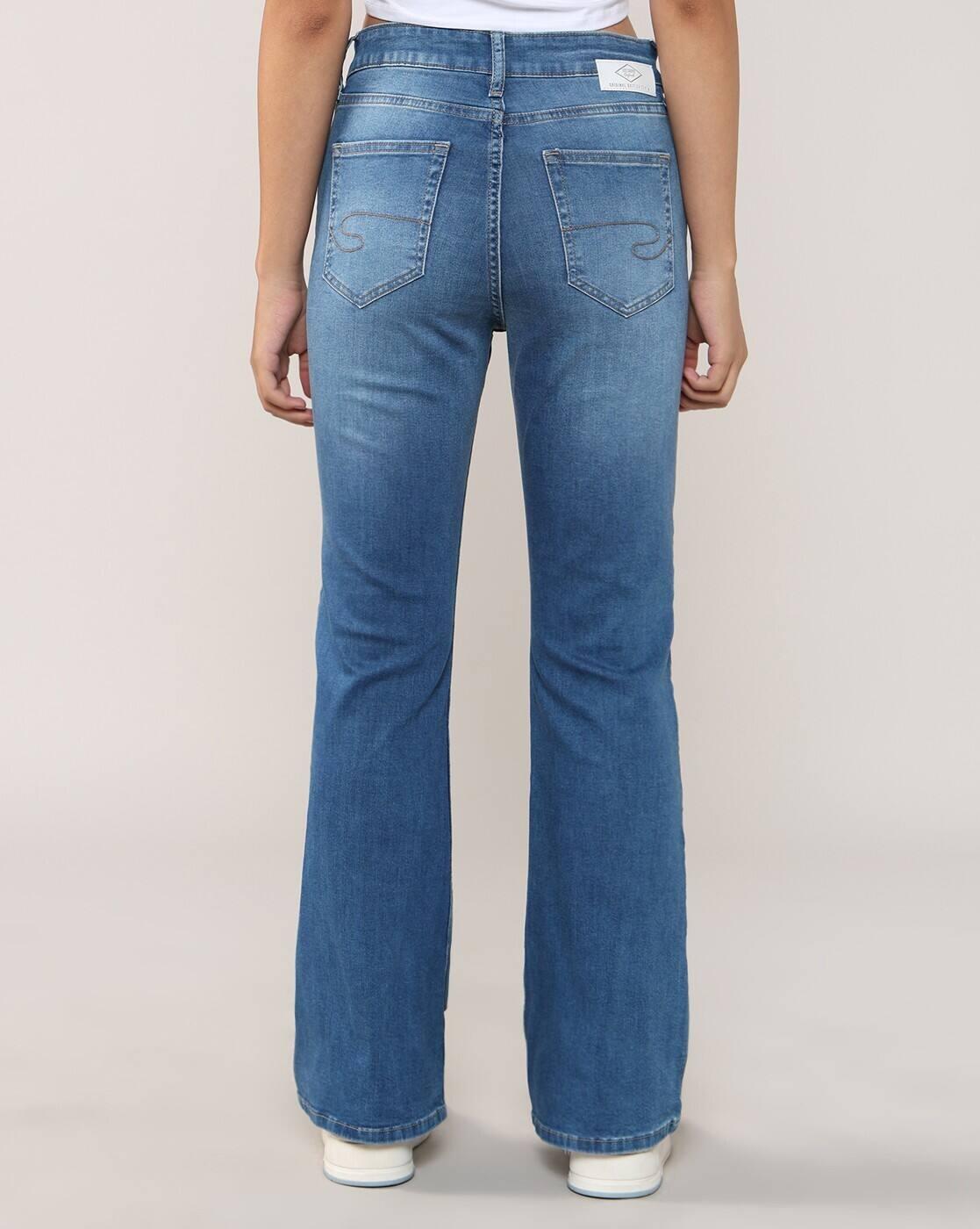 Women Mid-Wash Flared Jeans
