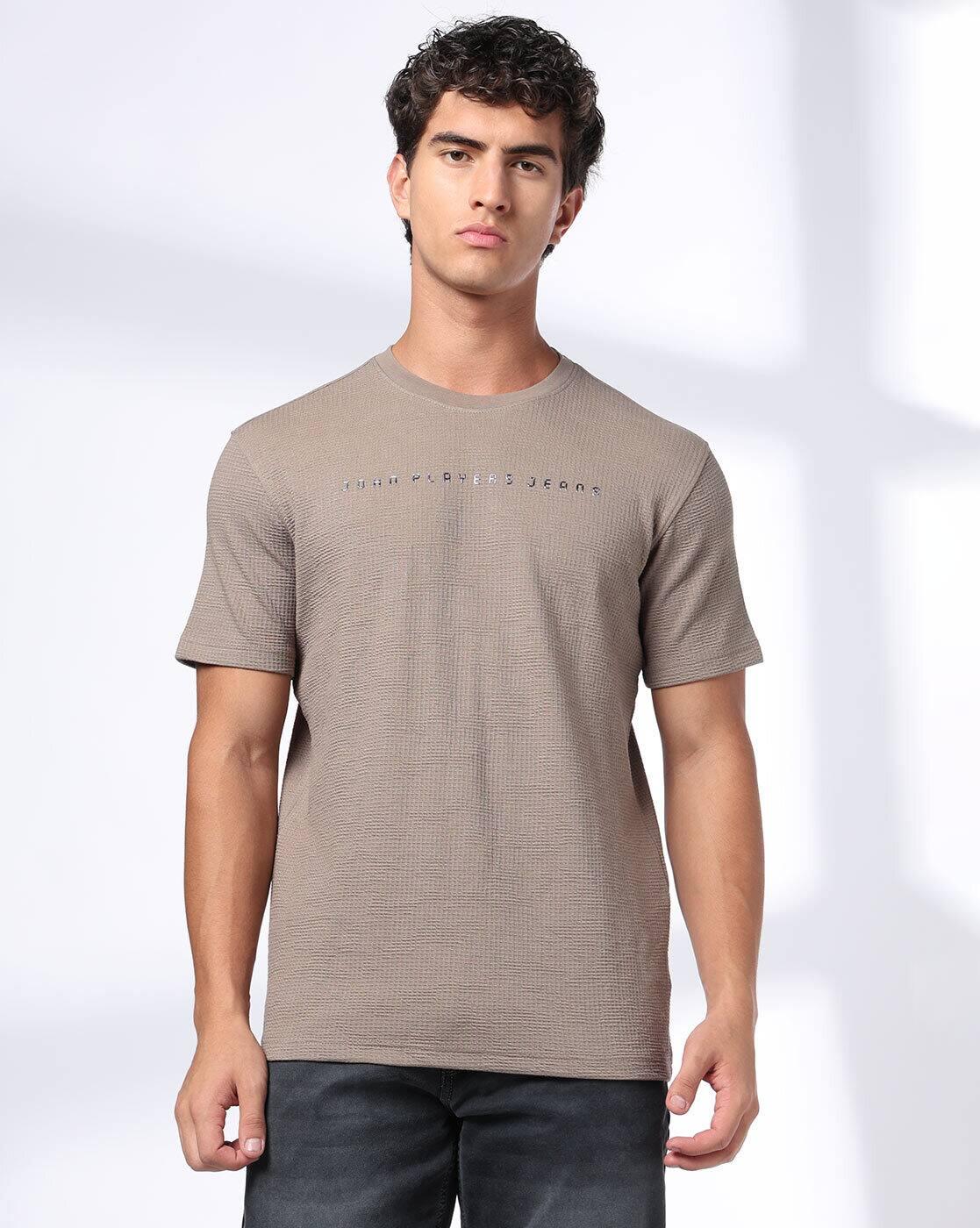 Men Brand Embossed Slim Fit Crew-Neck T-Shirt
