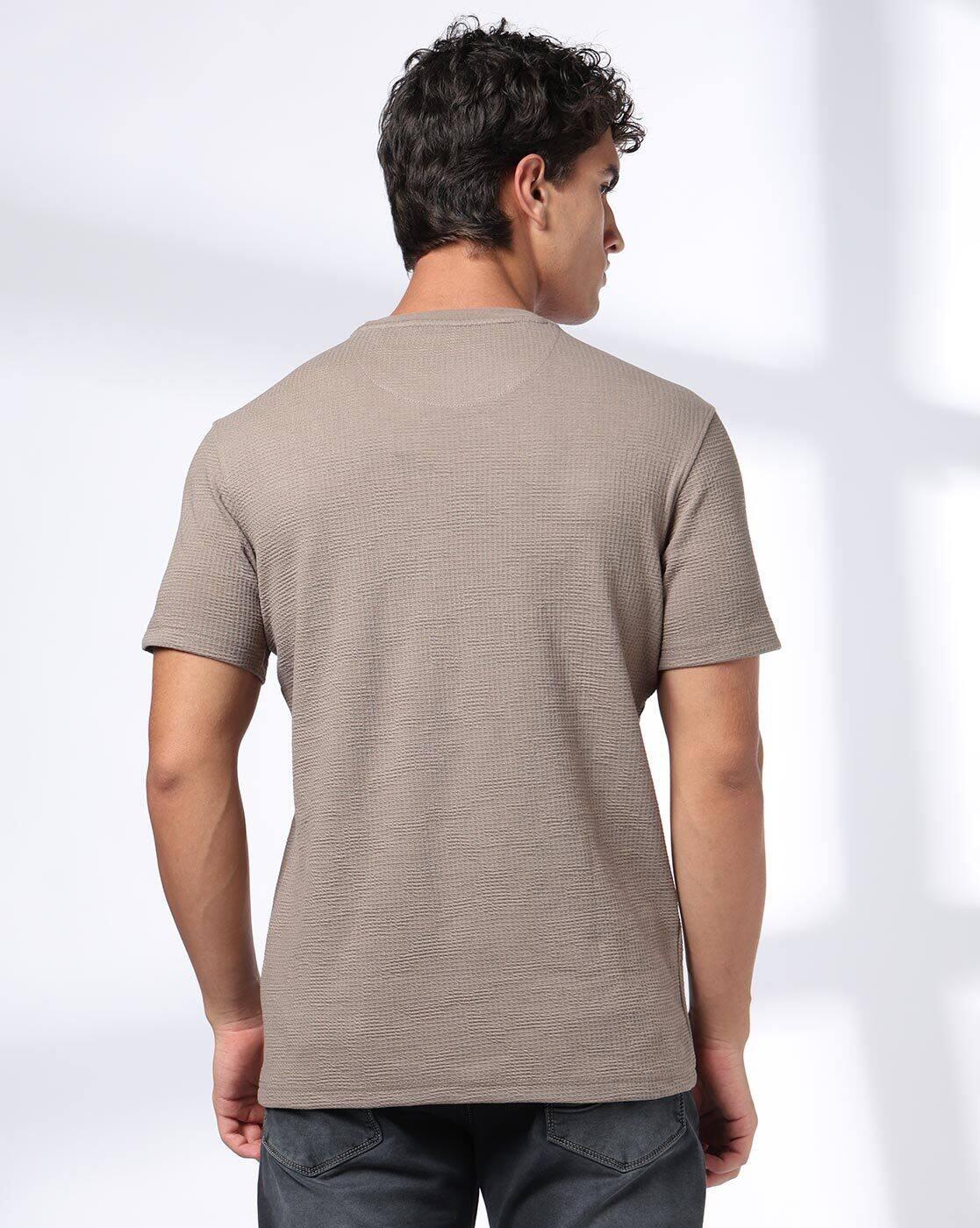 Men Brand Embossed Slim Fit Crew-Neck T-Shirt