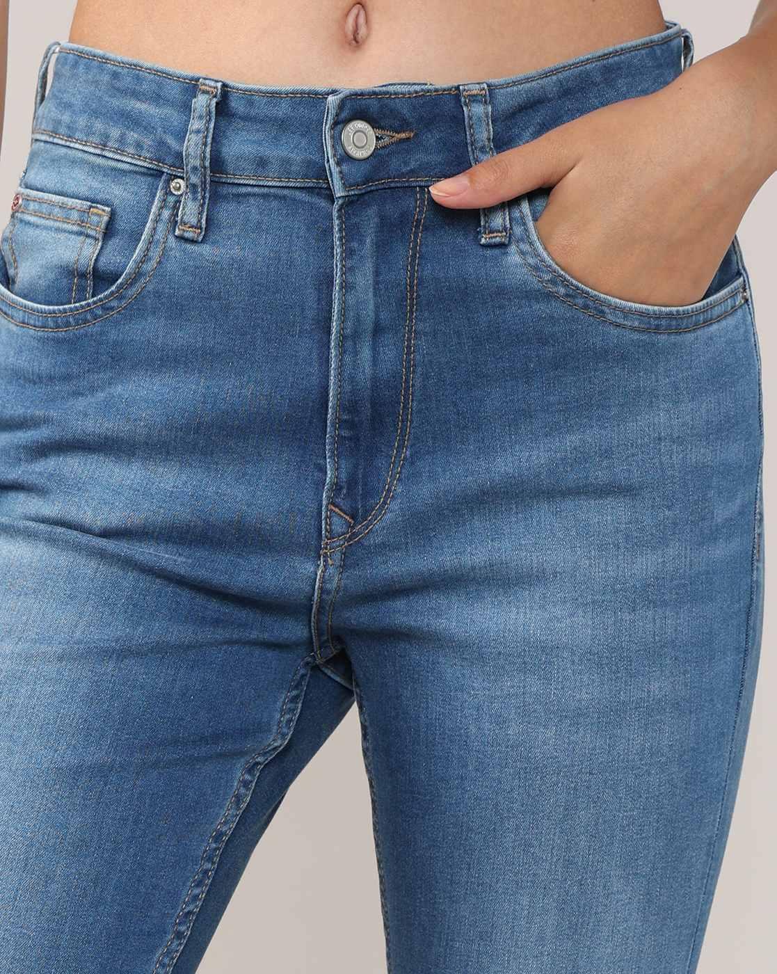 Women Mid-Wash Flared Jeans