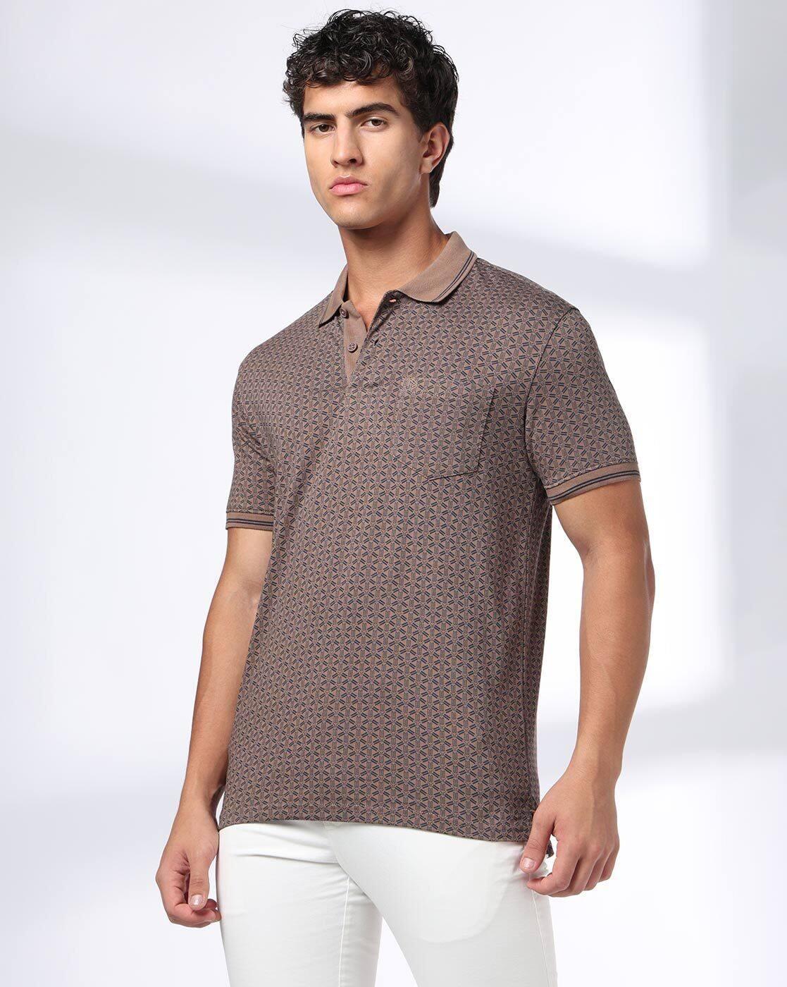Men Printed Slim Fit Cotton Polo T-Shirt