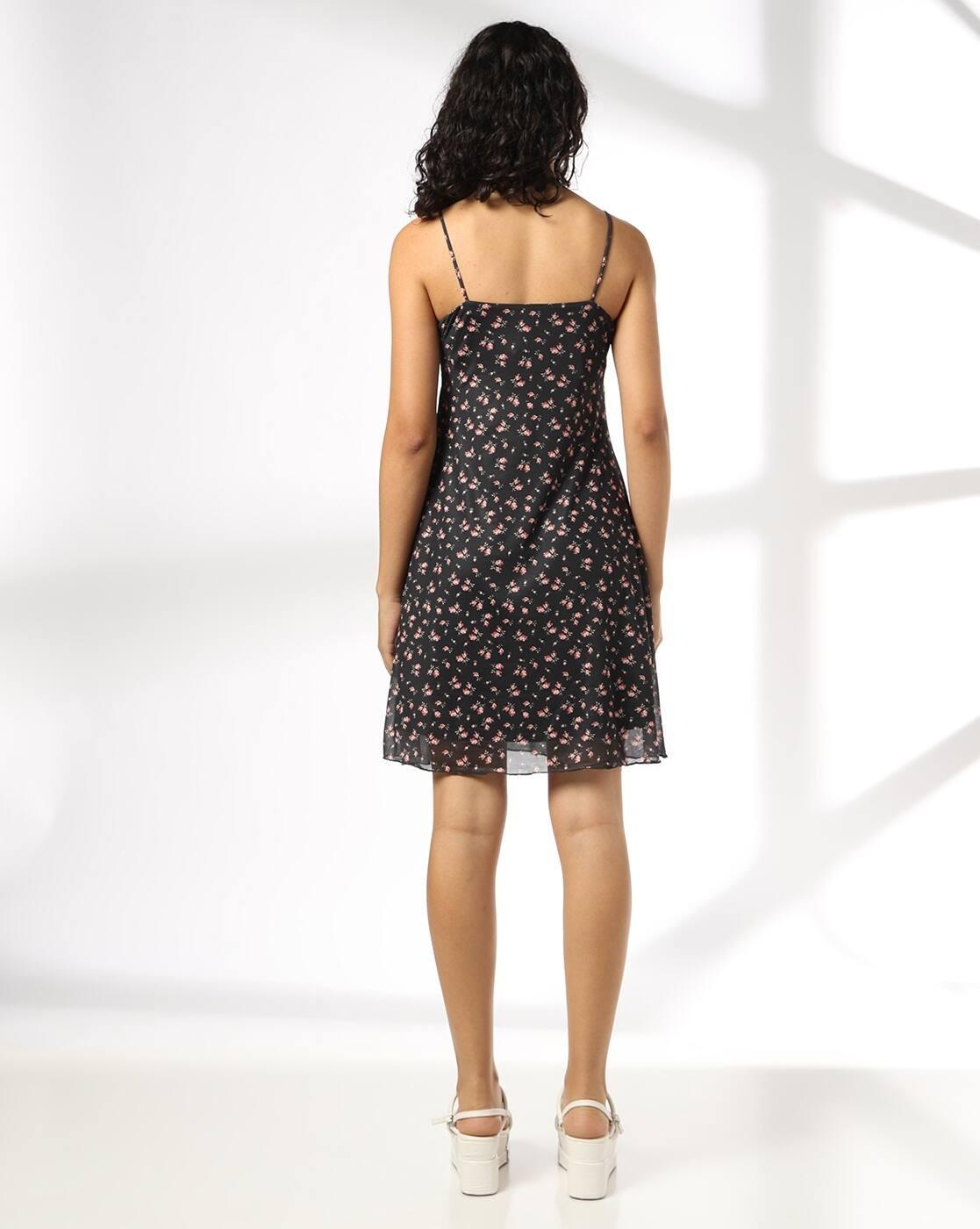 Women Floral Print Strappy Fit & Flare Dress