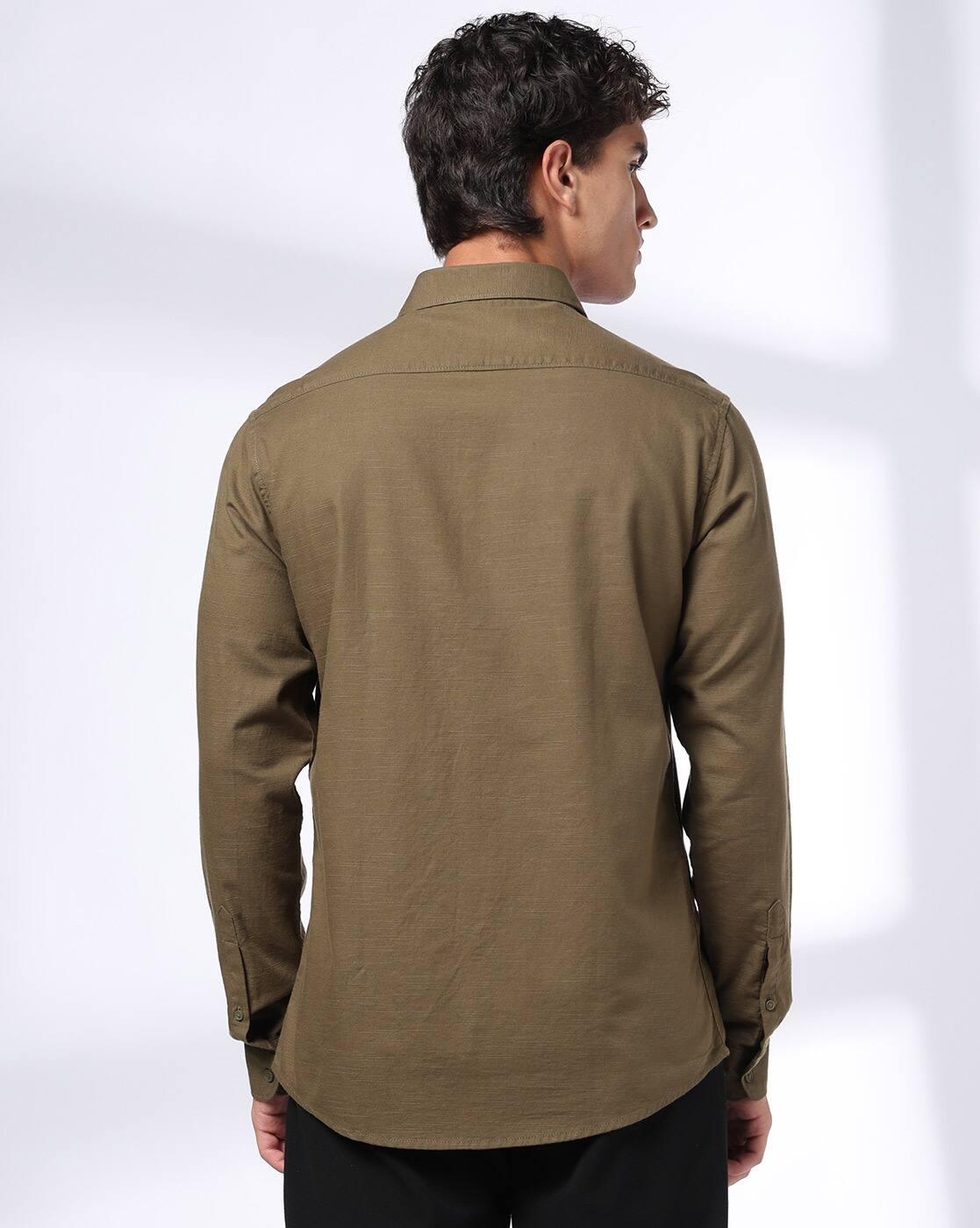 Men Slim Fit Shirt with Patch Pocket