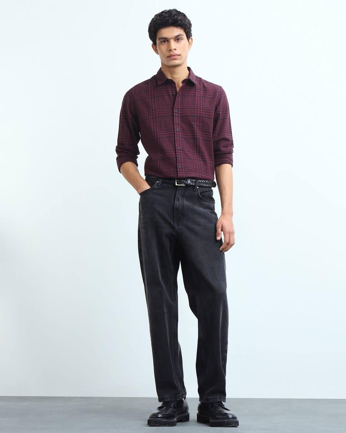 Slim Fit Glen Checked Shirt
