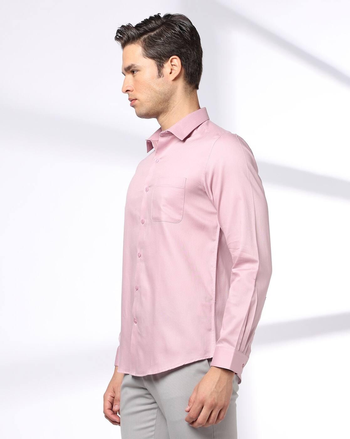 Men Structured Slim Fit Shirt with Patch Pocket