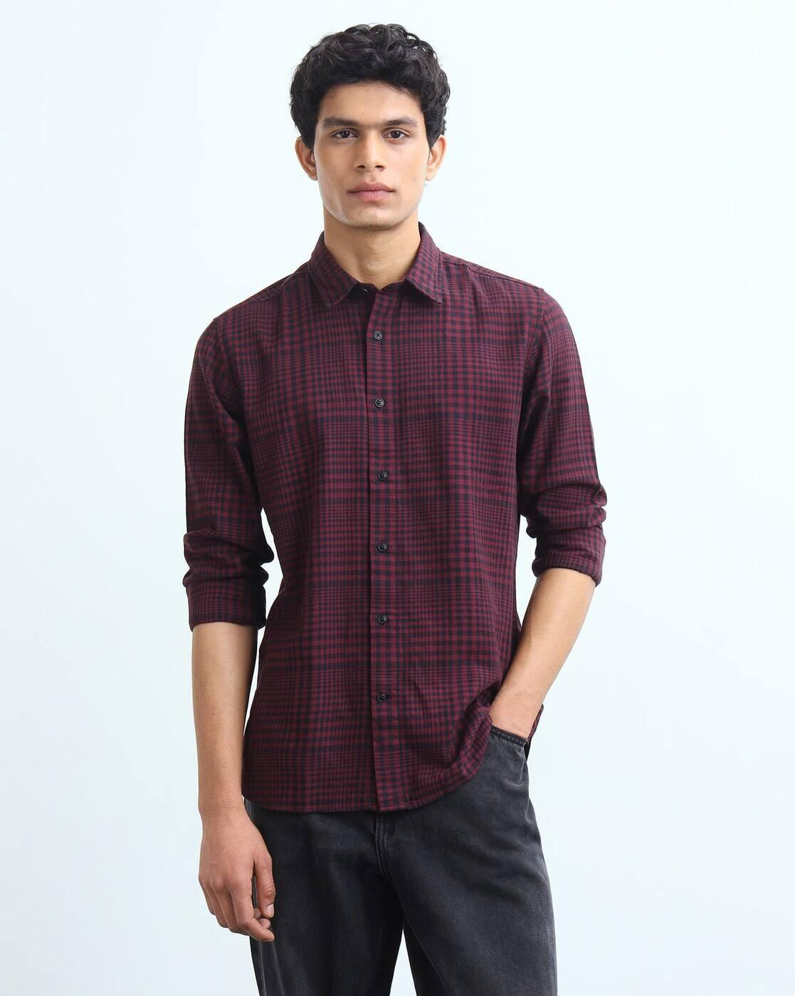 Slim Fit Glen Checked Shirt