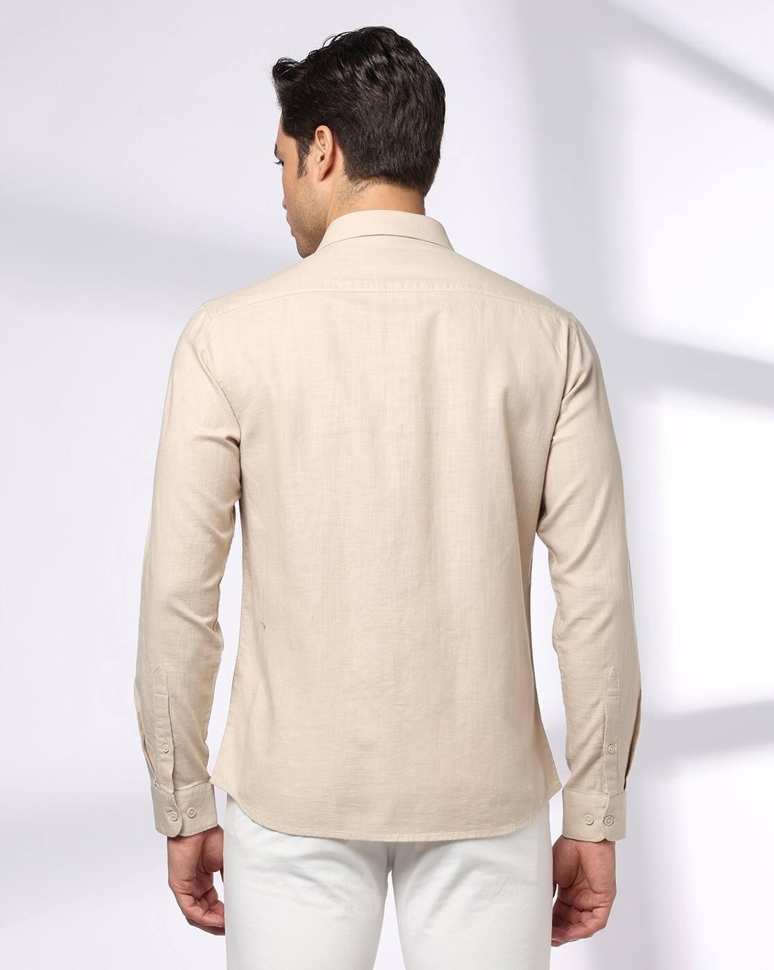 Men Slim Fit Cotton Shirt with Patch Pocket