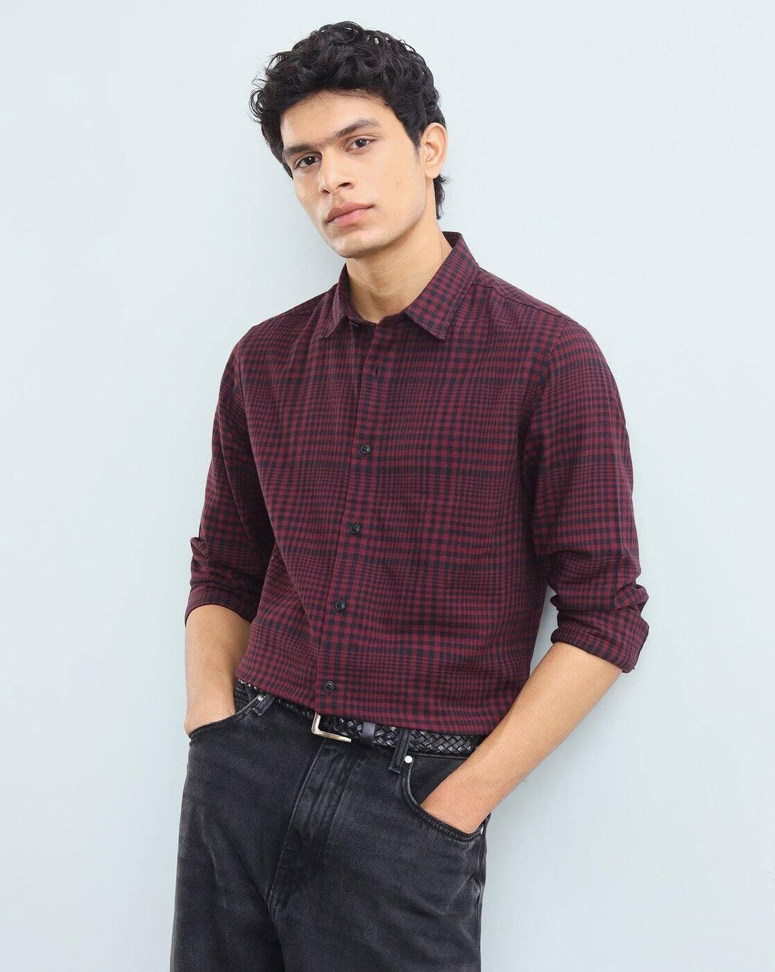Slim Fit Glen Checked Shirt