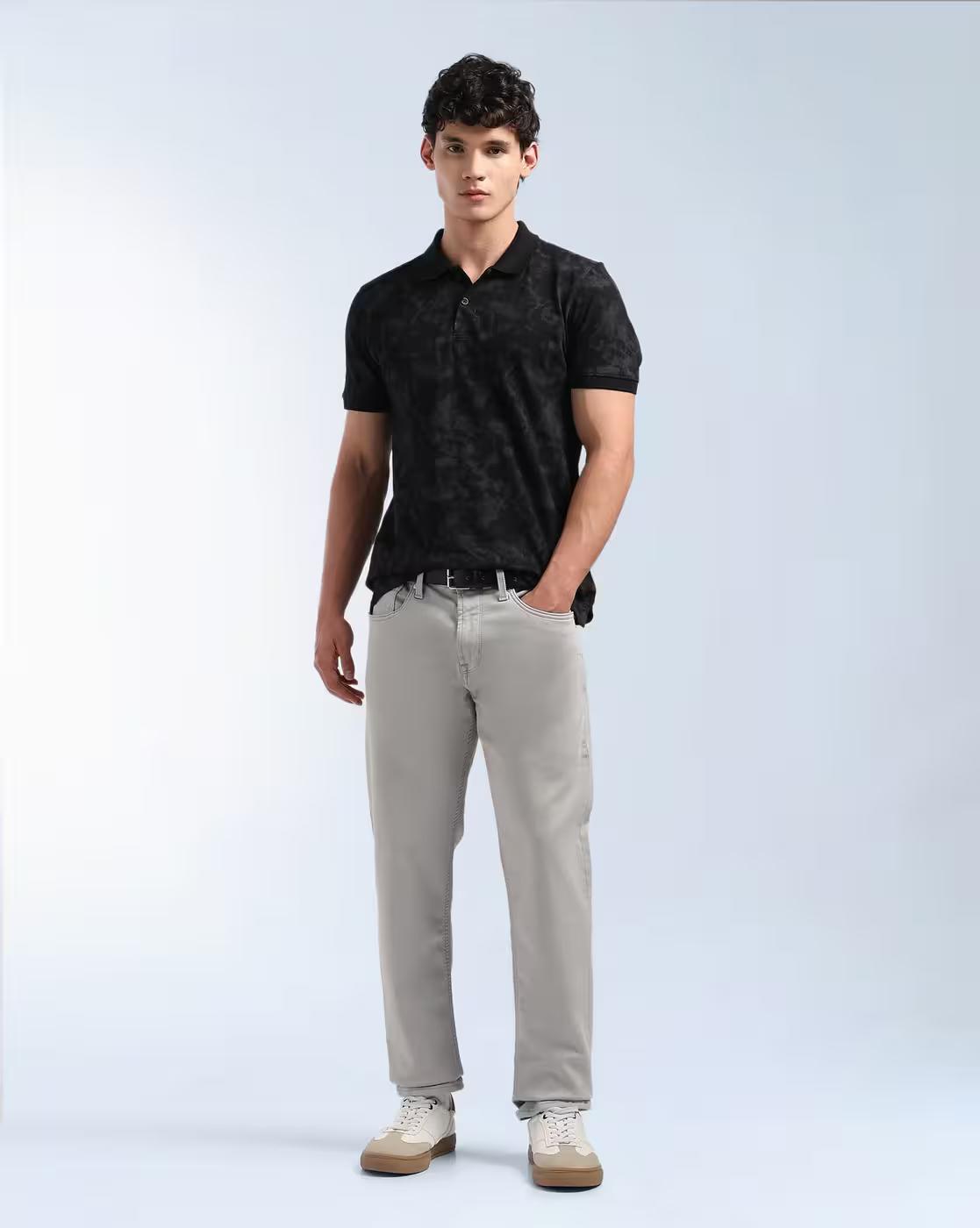 Mid-Rise Slash Slim Tapered Fit Jeans