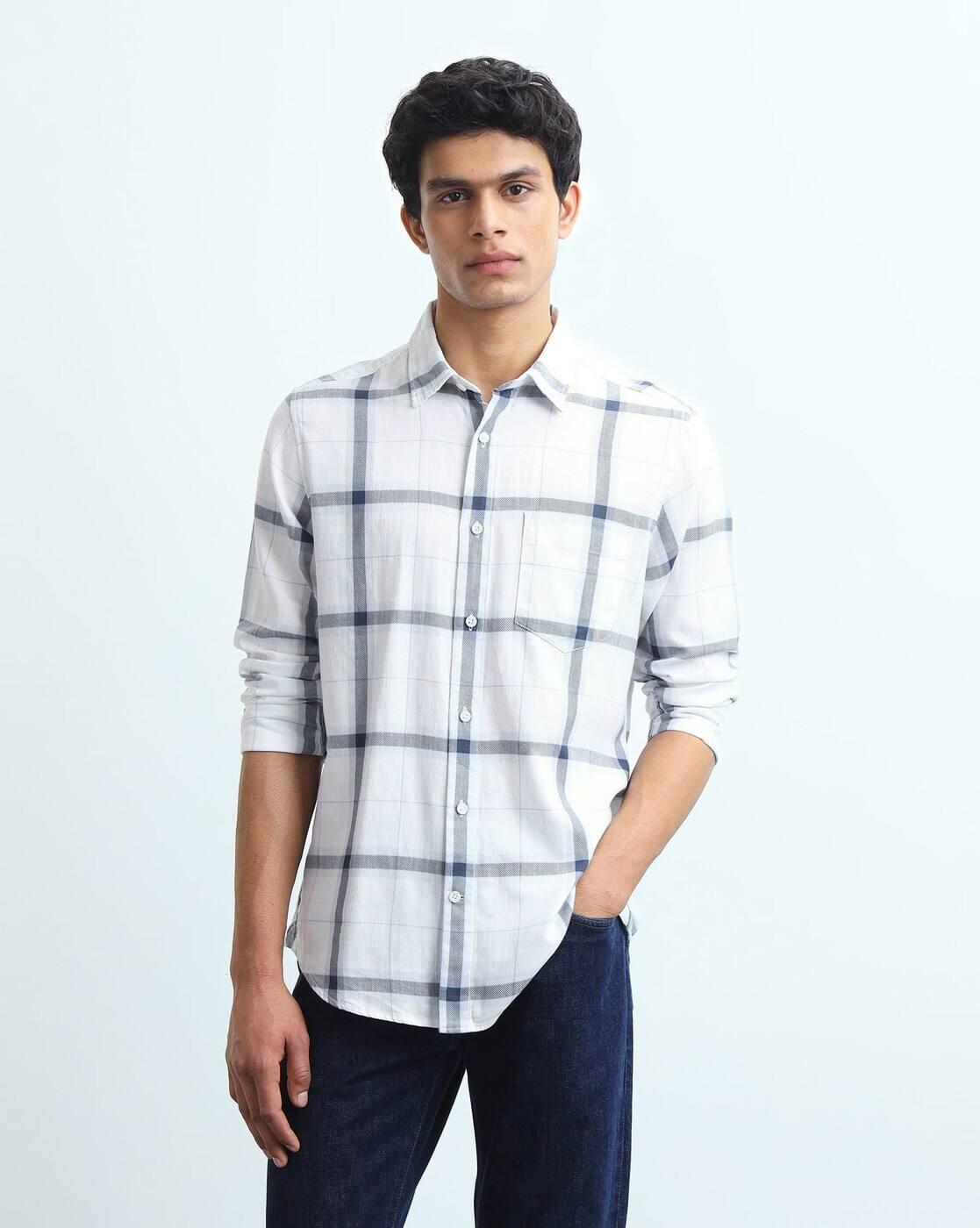 Grid Tattersall Checked Slim Fit Shirt