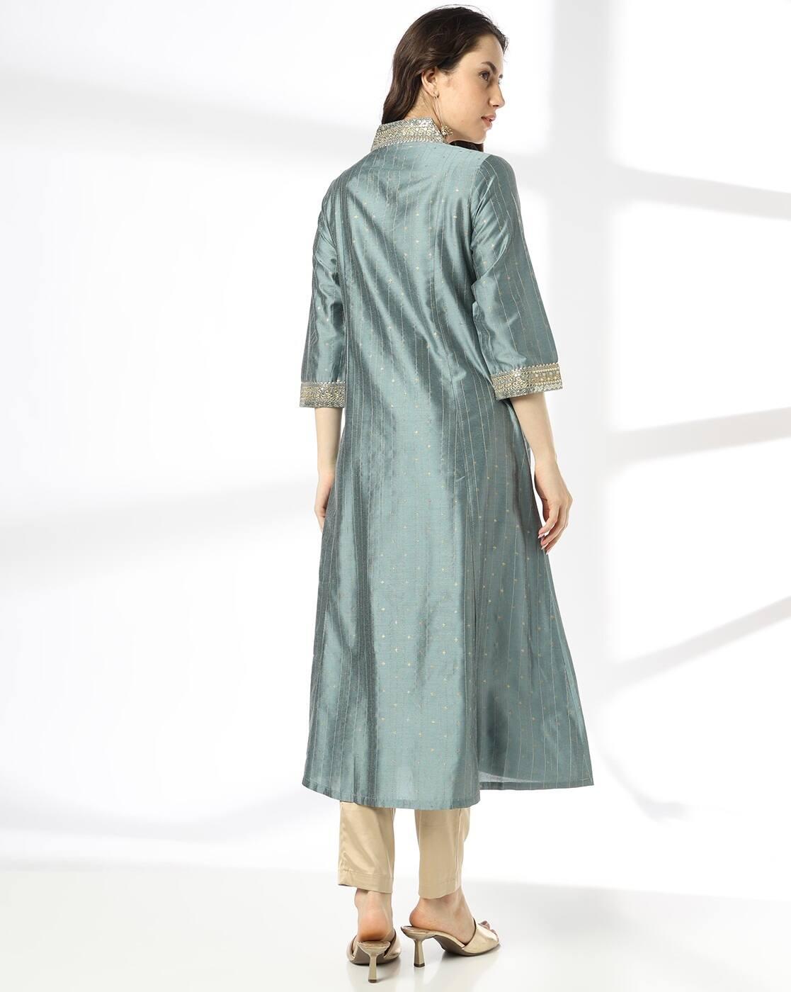 Women Embroidered Yoke Flared Kurta