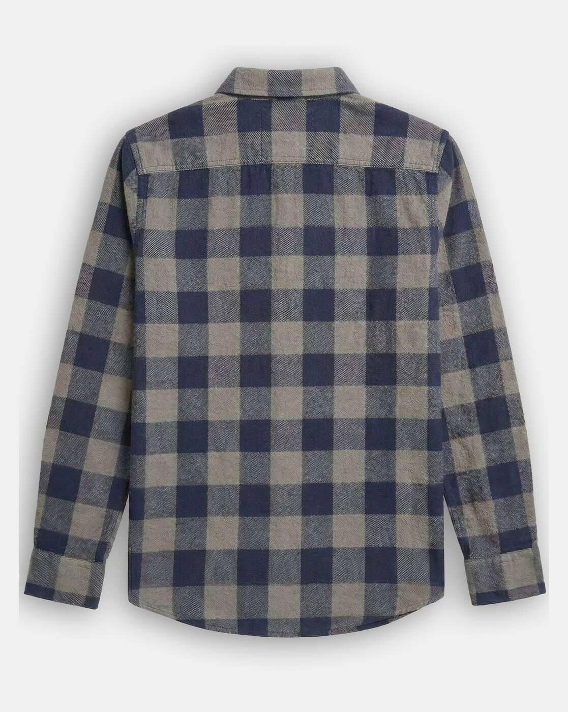 Men Cotton Checked Slim Fit Casual Shirt