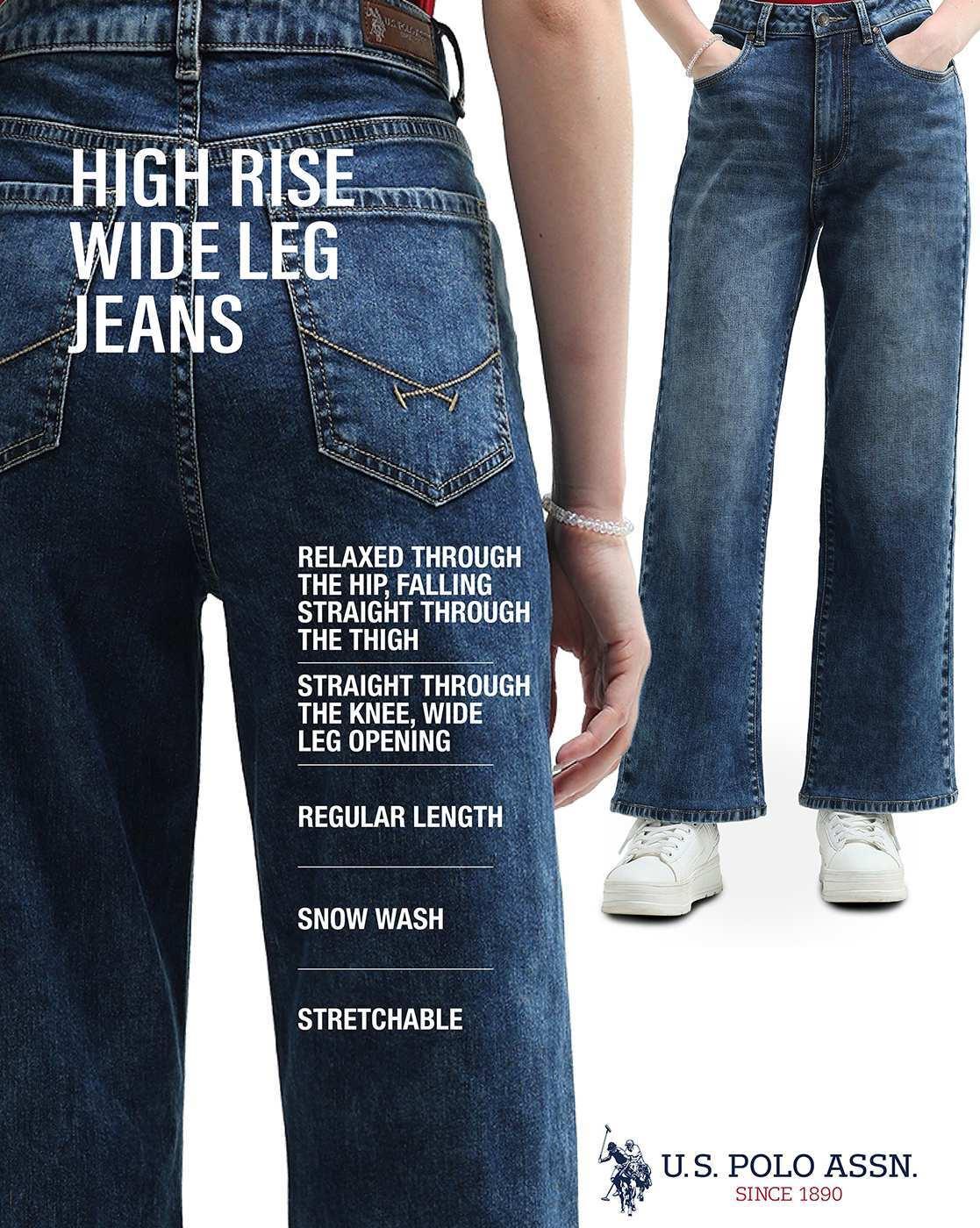 Women Lightly Washed High-Rise Wide-Leg Jeans