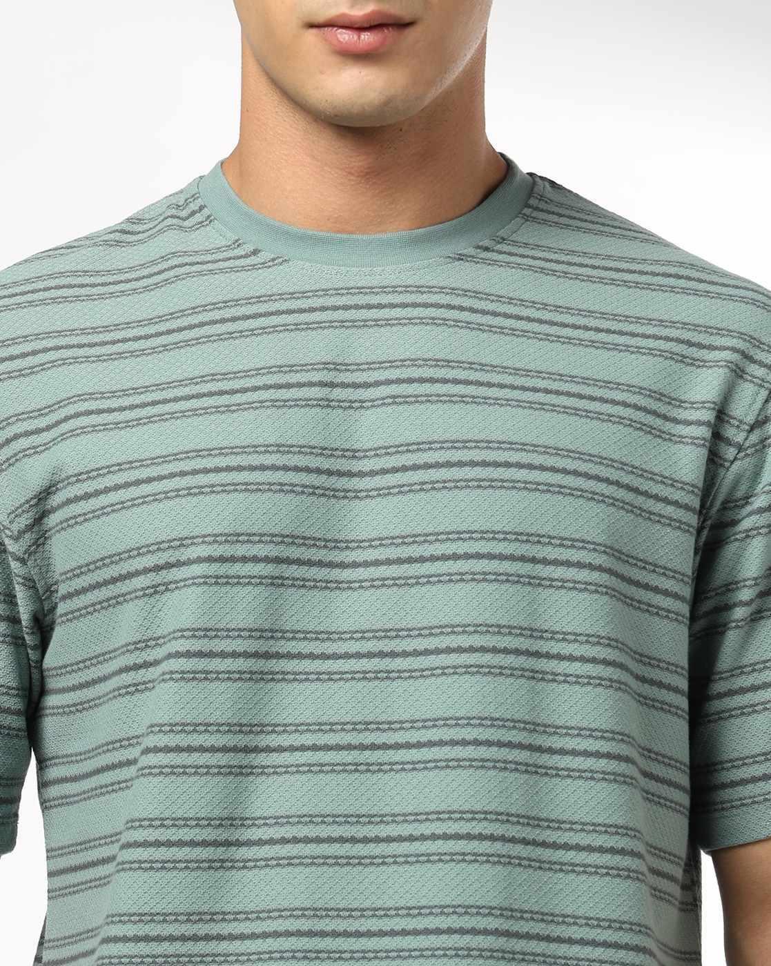 Men Striped Regular Fit Crew-Neck T-Shirt