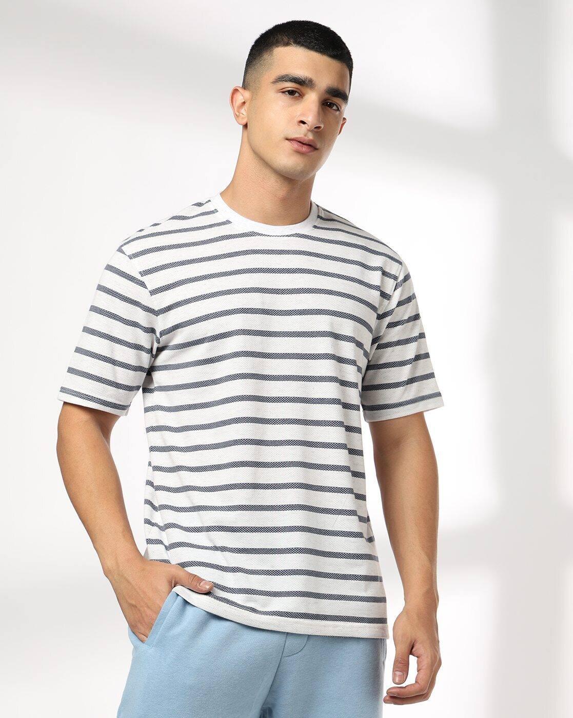 Men Striped Regular Fit Crew-Neck T-Shirt