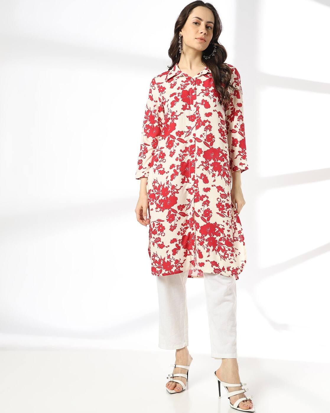 Women Floral Print Straight Kurta
