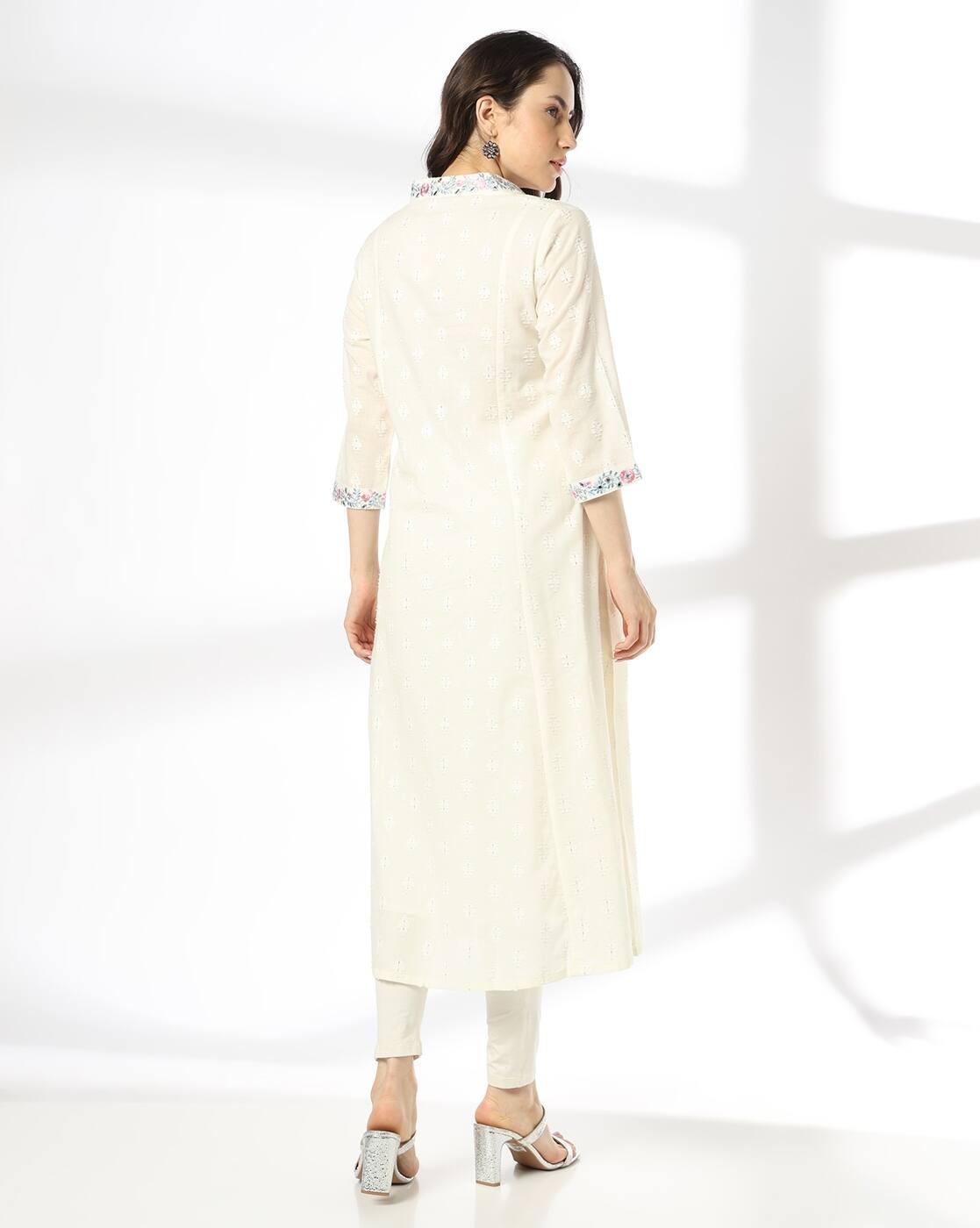 Women Embroidered On The Yoke Flared Kurta
