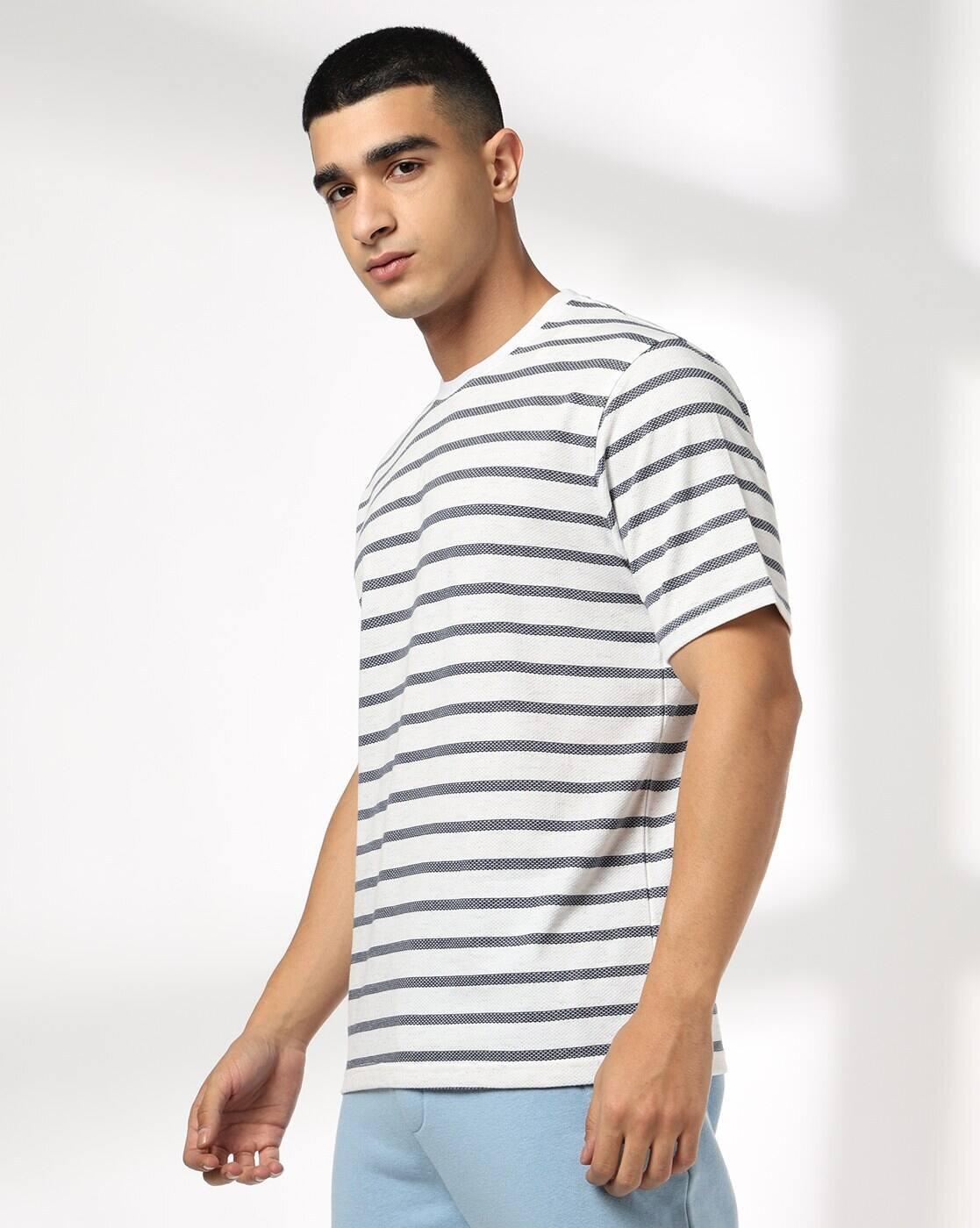 Men Striped Regular Fit Crew-Neck T-Shirt