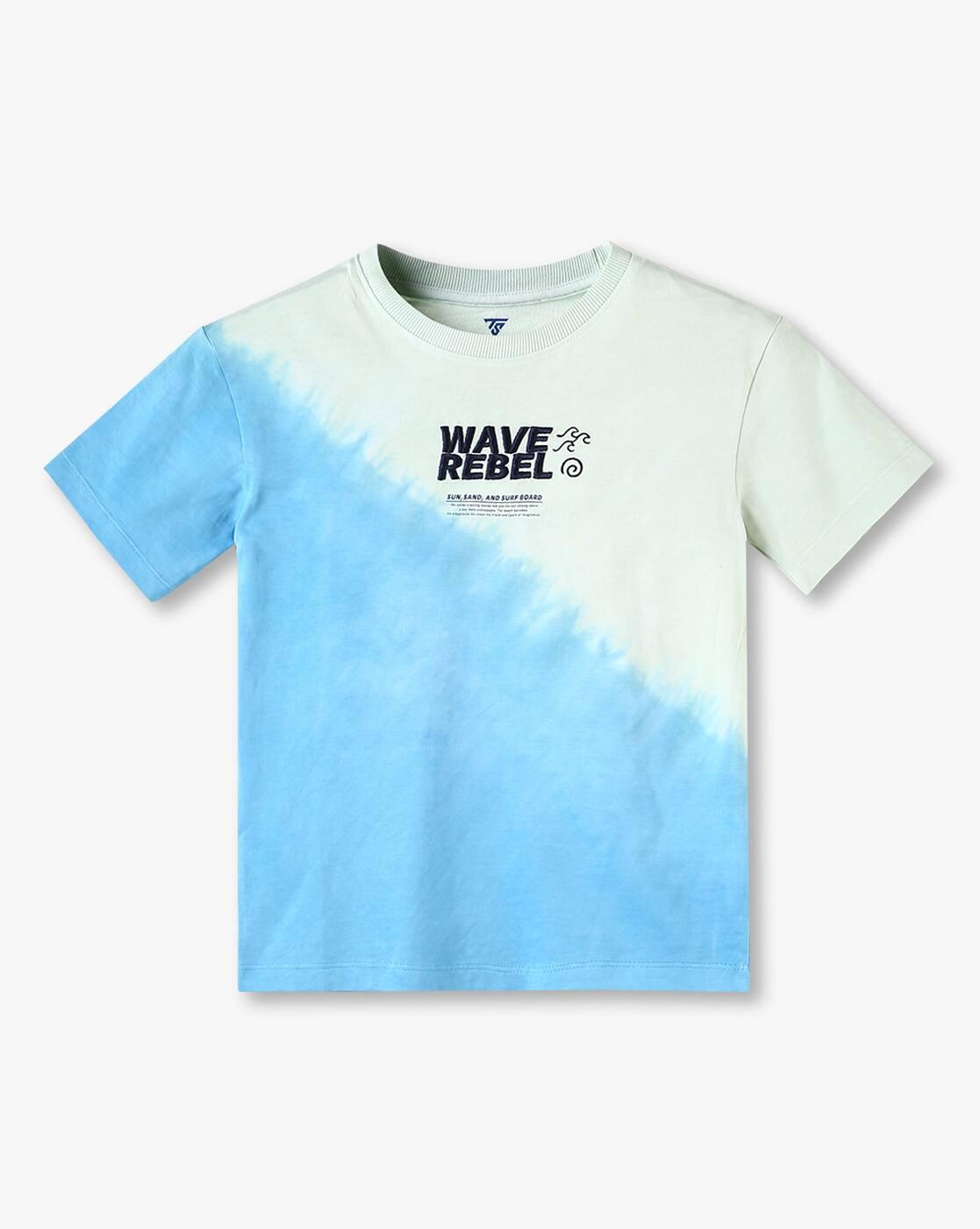 Boys Tie & Dye and Wave Rebel Print T-Shirt
