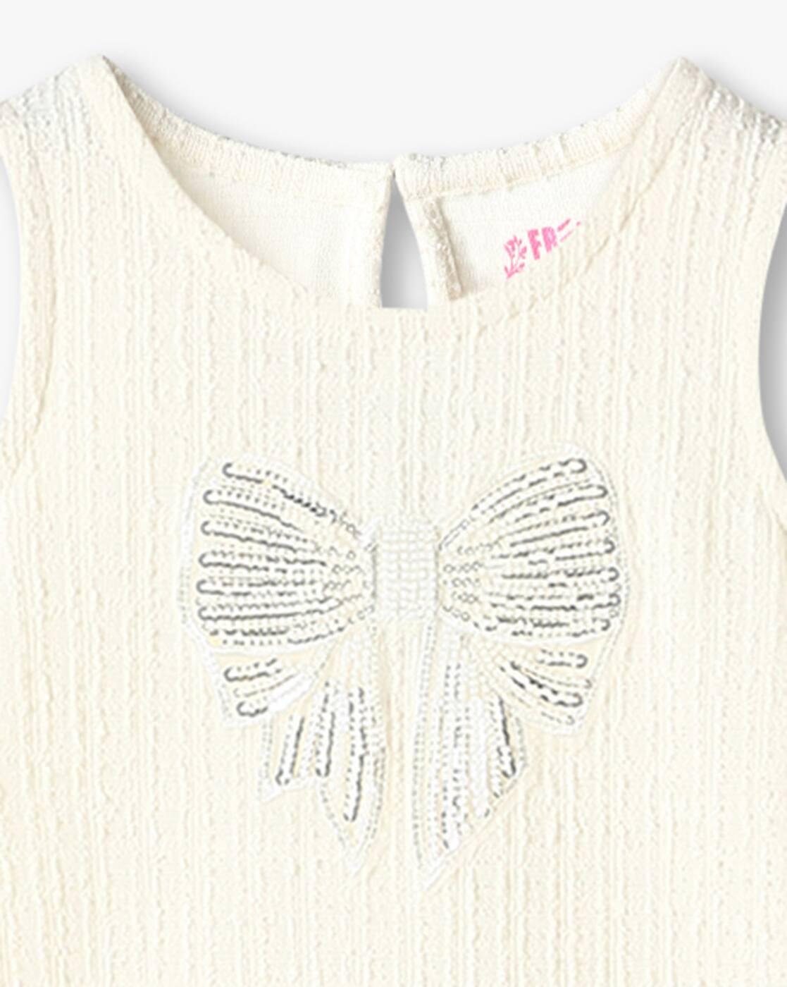 Girls Knit Dress with Embellished Bow