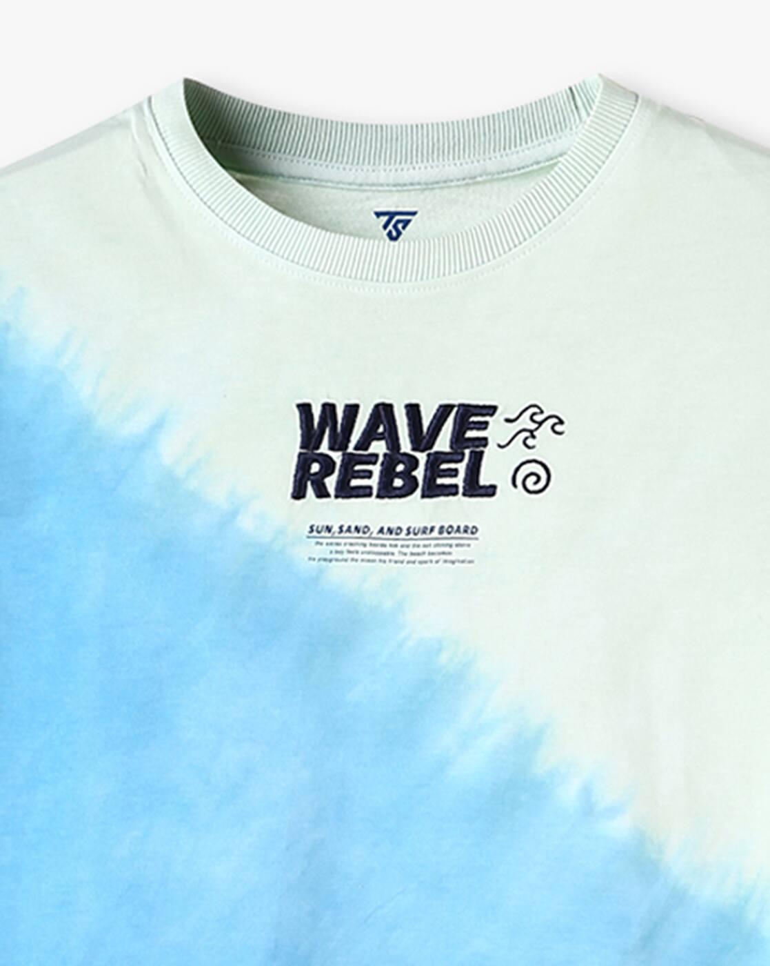 Boys Tie & Dye and Wave Rebel Print T-Shirt
