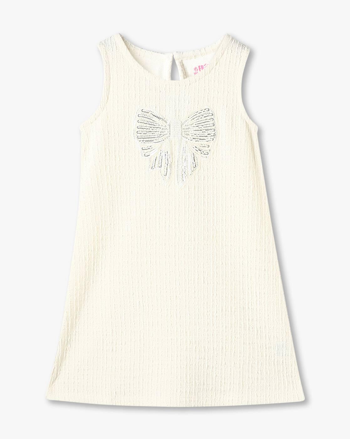 Girls Knit Dress with Embellished Bow