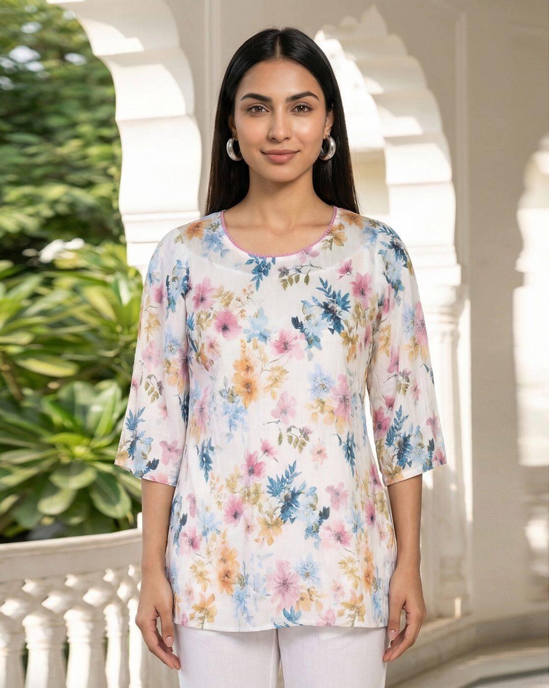Women Floral Print Straight Kurti