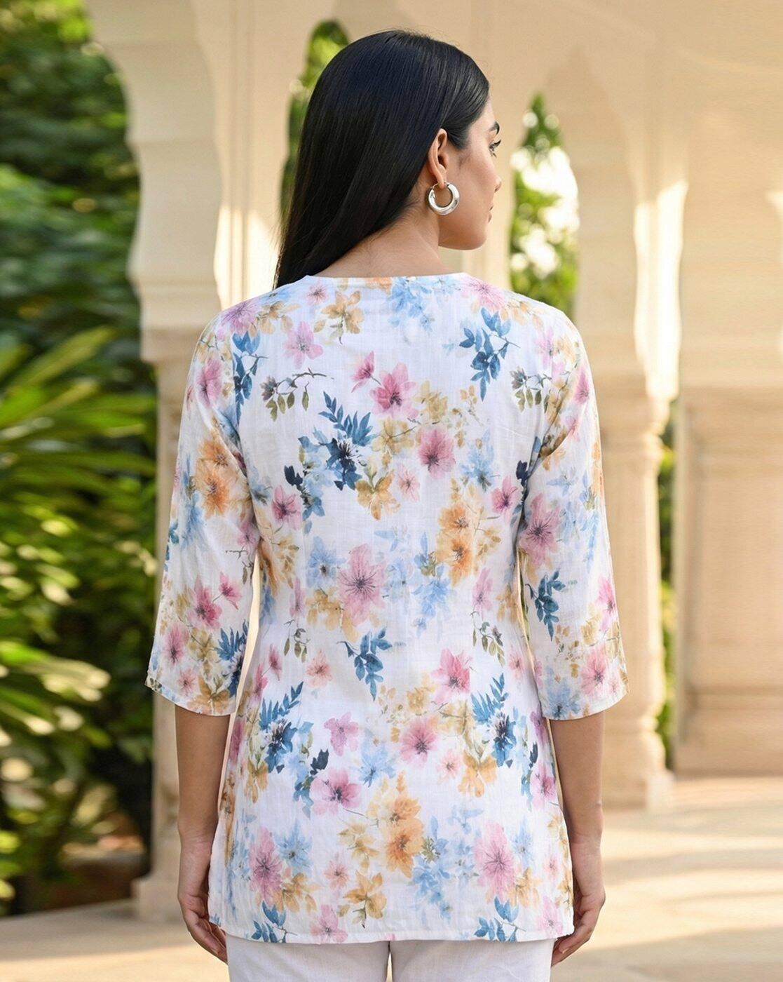 Women Floral Print Straight Kurti