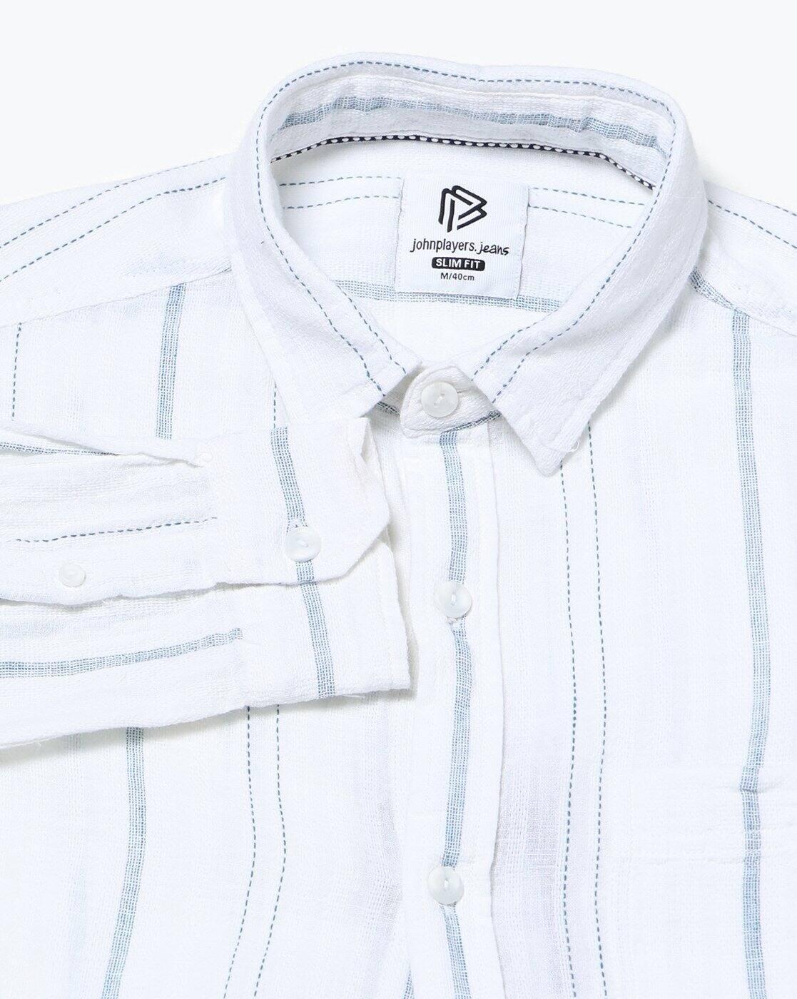 Men Slim Fit Cotton Stripped Casual Shirt