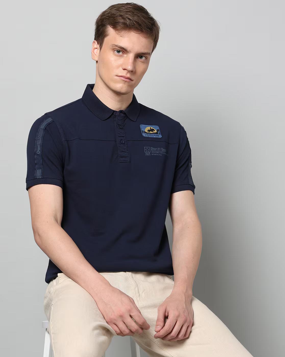 Men Graphic Print Slim Fit Polo T-Shirt