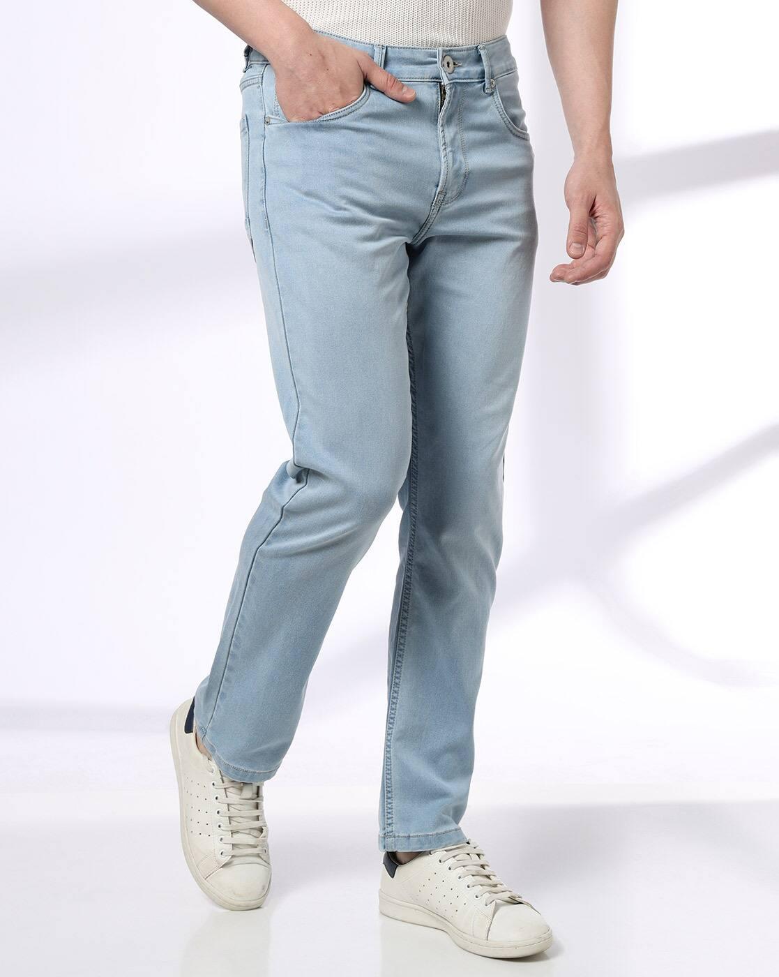 Men Mid-Wash Straight Jeans