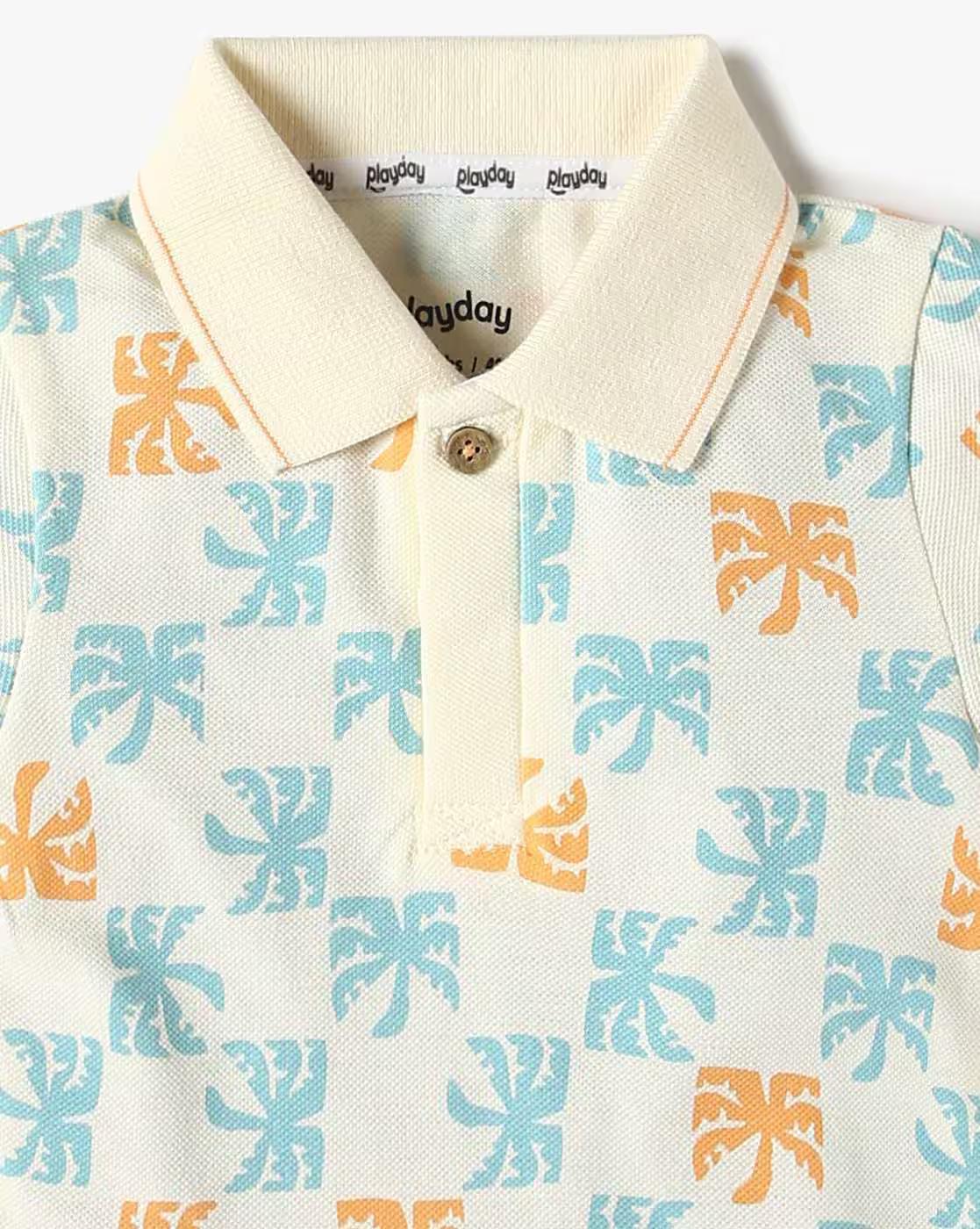 PRINTED POLO, CREAM, 6-12M