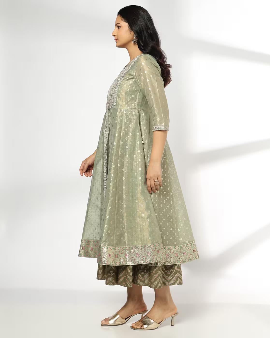 Women Embroidered Layered Anarkali Dress