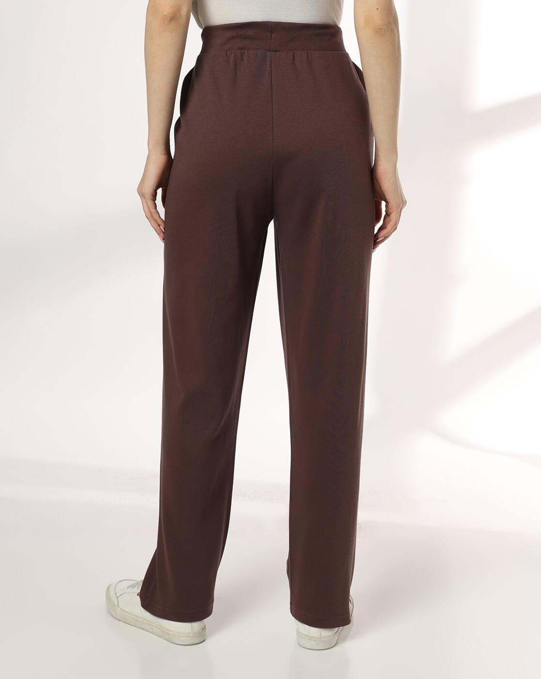Women Straight Track Pants with Drawstring Waist