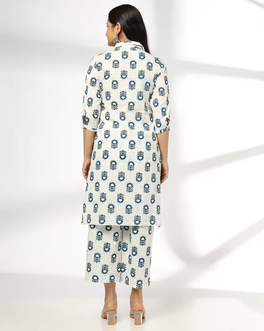 Women Floral Print Straight Kurta with Palazzos