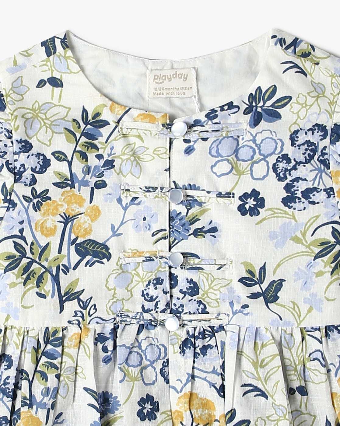 Girls Floral Print Fit & Flare Dress