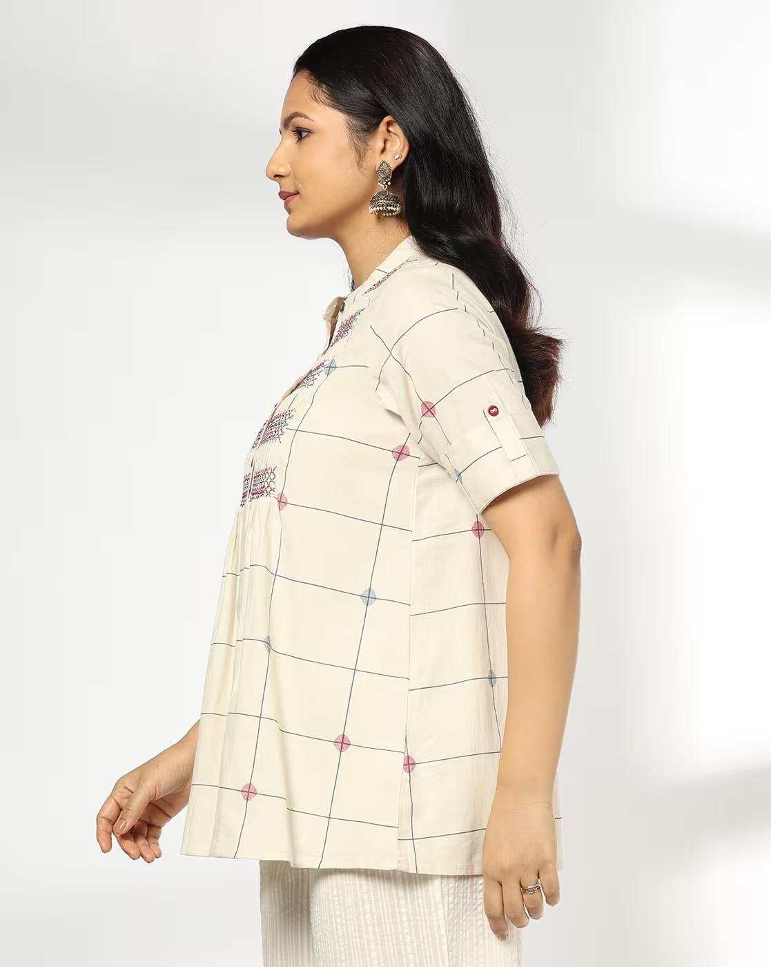 Women Checked Flared Tunic