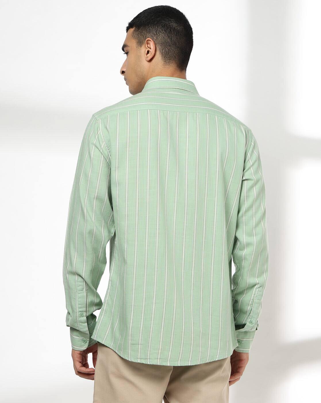Men Slim Fit Cotton Stripped Casual Shirt
