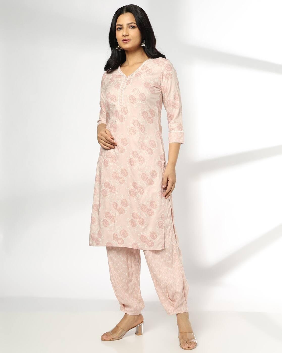 Women Floral Print Straight Kurta with Patiala Pants