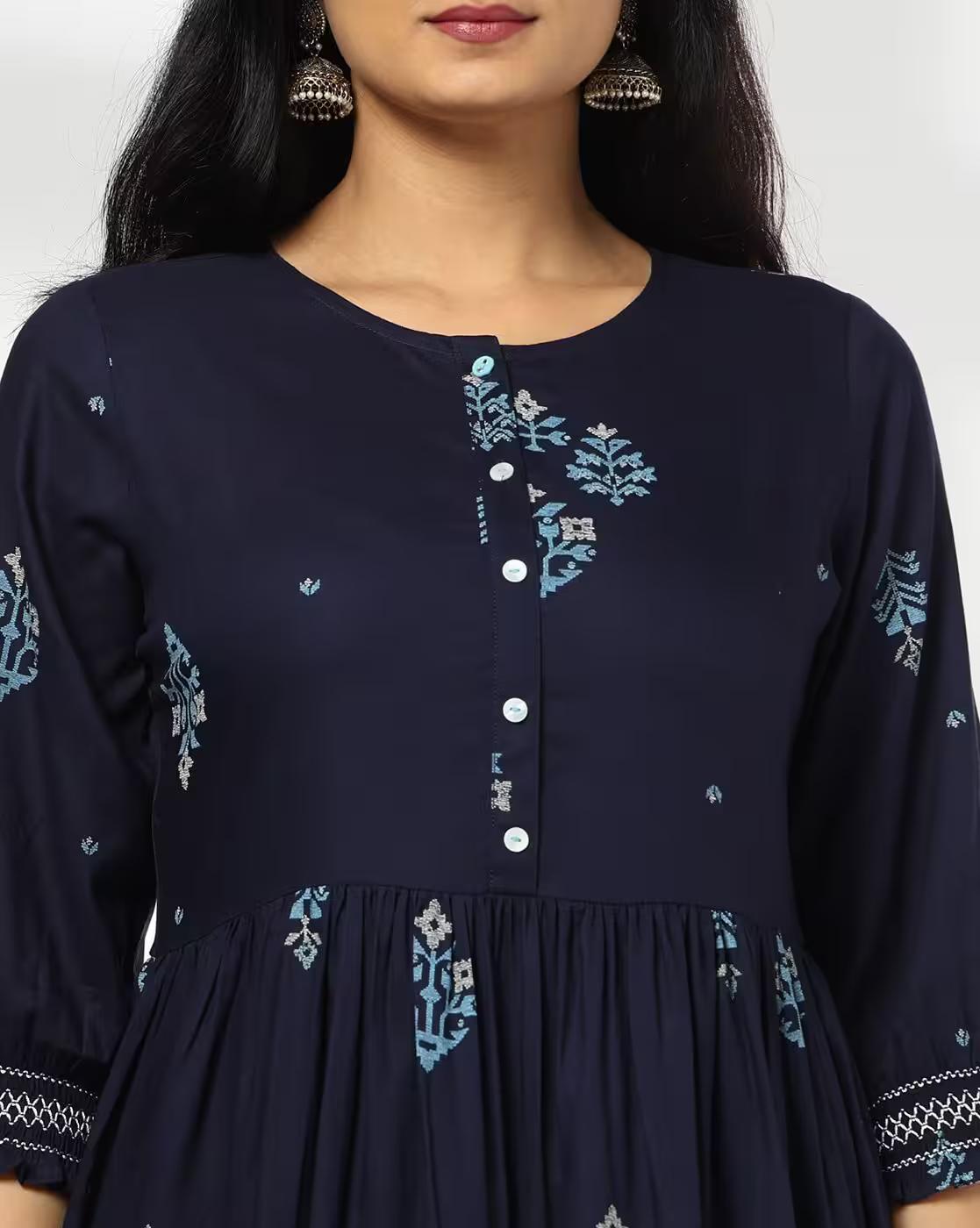 Women Floral Print Fit & Flare Dress with Waist Tie-Up