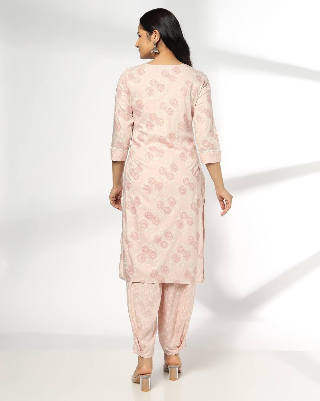 Women Floral Print Straight Kurta with Patiala Pants
