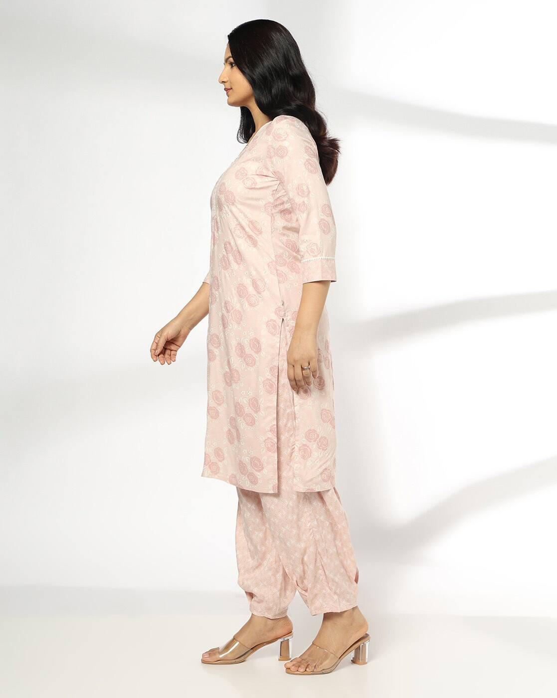 Women Floral Print Straight Kurta with Patiala Pants