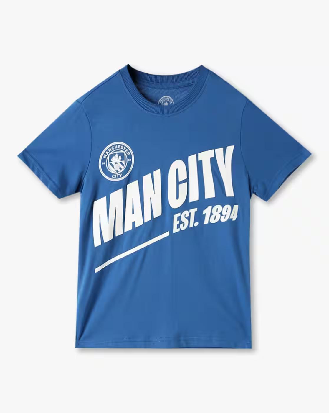 Boys Man City Print Tailored Fit Round-Neck T-Shirt