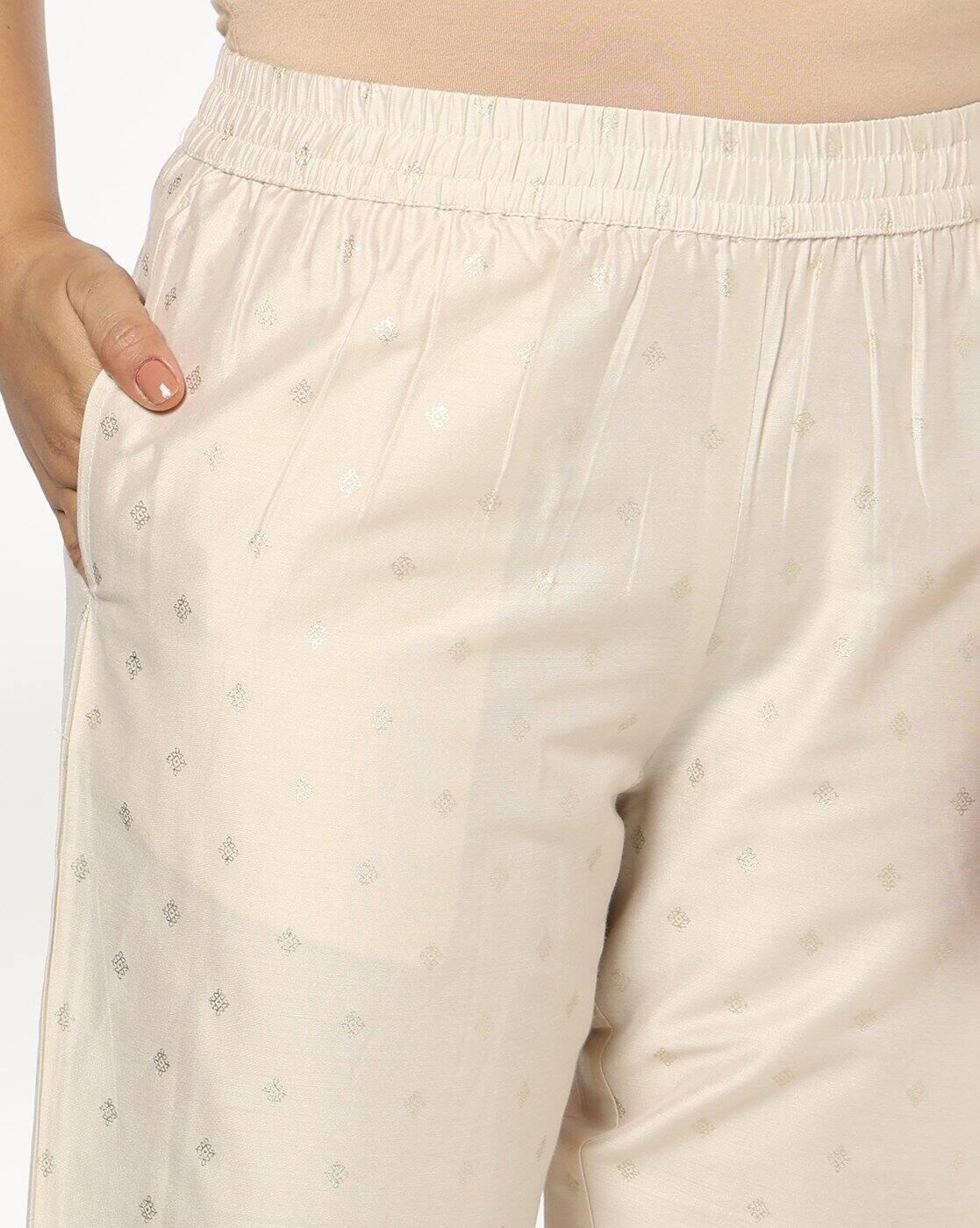 Women Micro Print Straight Pants