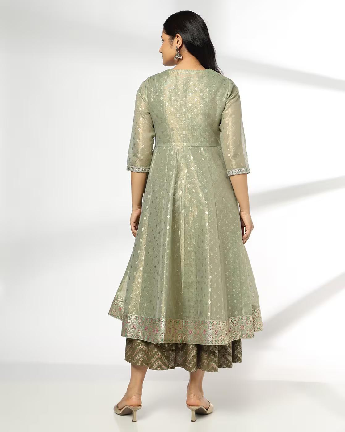Women Embroidered Layered Anarkali Dress