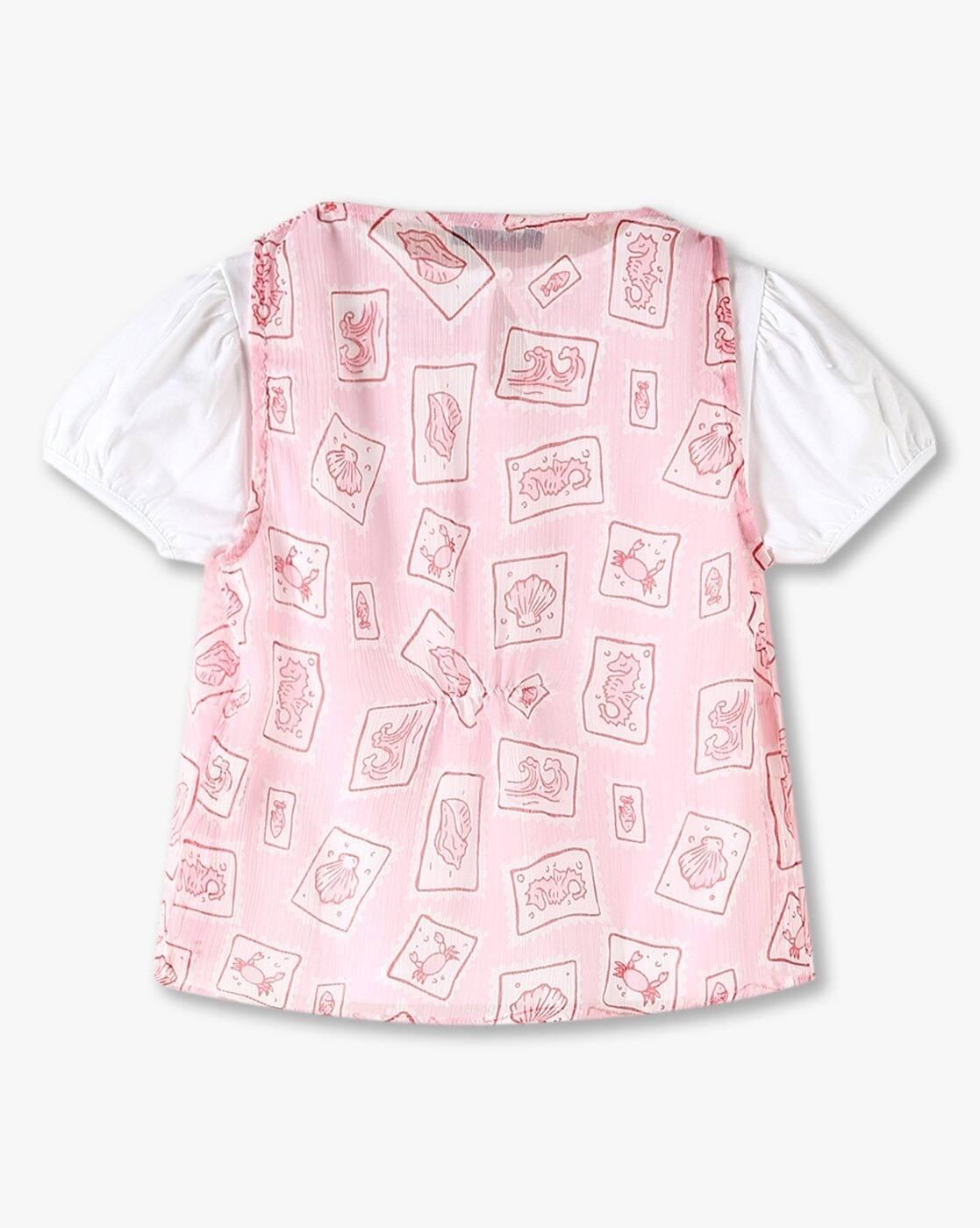 Girls Printed T-Shirt with Laser Cut Applique